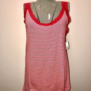 Old Navy XXLT Red/White Strip Tank Top Lace NWT